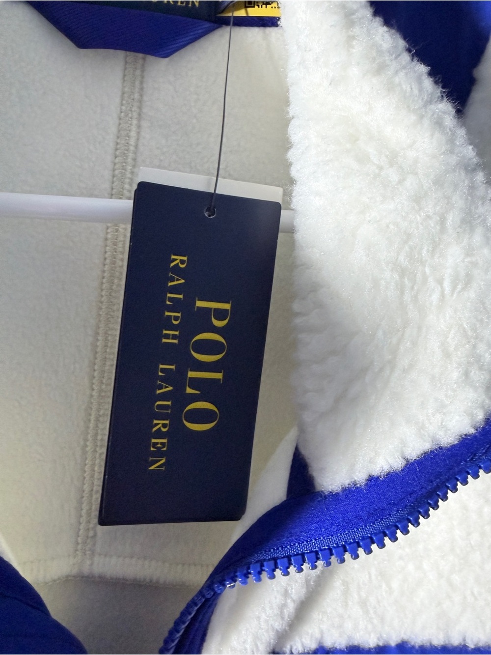 Polo Ralph Lauren Sherpa Fleece Full Zip Jacket Cream Blue Mens XL MSRP $228 NWT - Picture 6 of 6